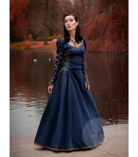 SREDNIOWIECZNE MARZENIE - bajkowa fantazyjna suknia wiązana z satyny bawełnianej  